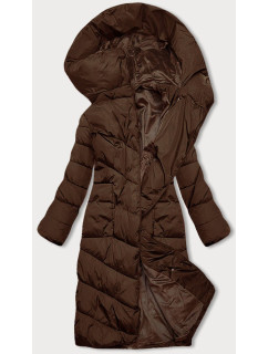 Dlhá hnedá dámska zimná bunda (2M-033)