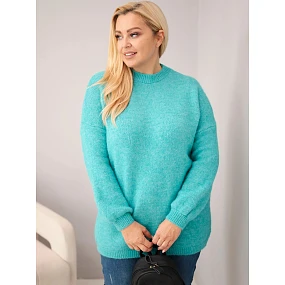 Dámský svetr Plus Size s volným střihem a dlouhým rukávem model 22394985 zielony - K-Fashion Dámský svetr Plus Size s volným střihem a dlouhým rukávem model 22394985 zielony - K-Fashion