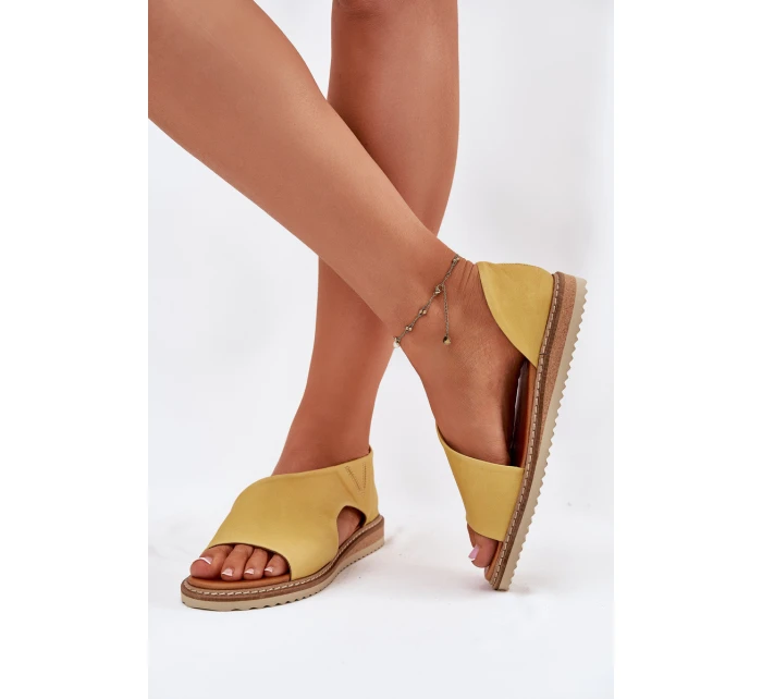 Skórzane Sandały Damskie Artiker 46C1015 Żółte