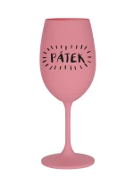 PÁTEK - růžová sklenice na víno 350 ml
