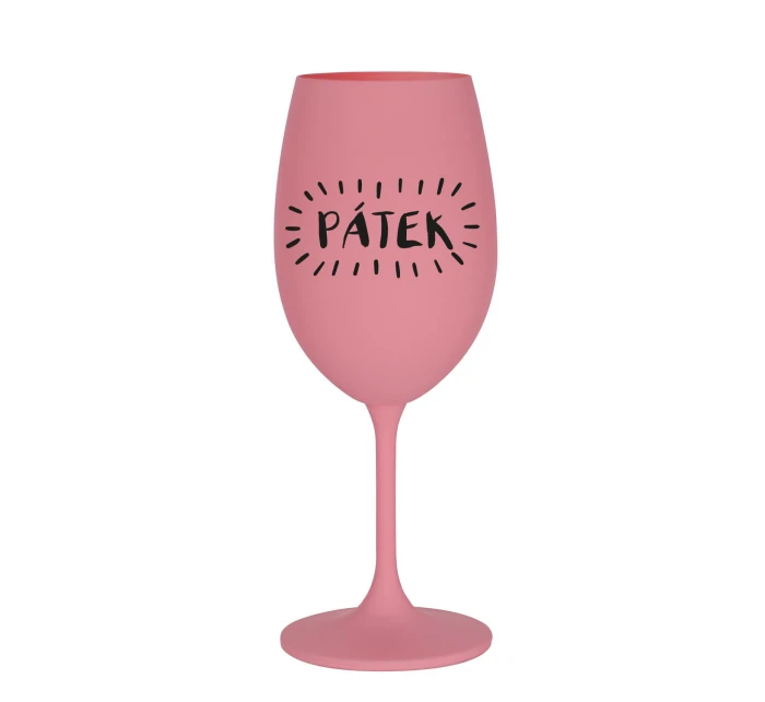 PÁTEK - růžová sklenice na víno 350 ml