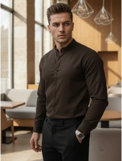 Pánská košile SLIM FIT se stojáčkem hnědá Dstreet model 21995748 - FashionStreet