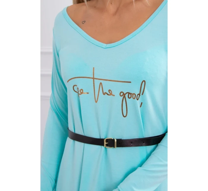 Šaty s ozdobným páskem a nápisem mint Šaty s ozdobným páskem a nápisem mint