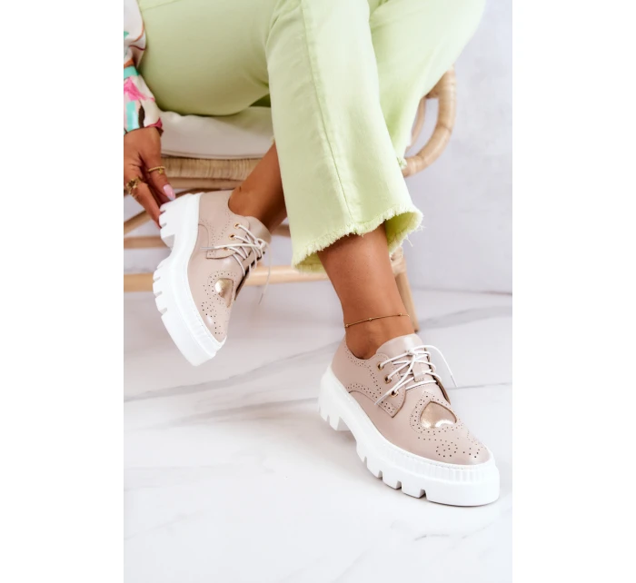 Kožené Boty S Srdce Béžová model 21577187 - Boto