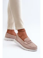 Sametové mokasíny na platformě model 21655642 Beige - SERGIO LEONE