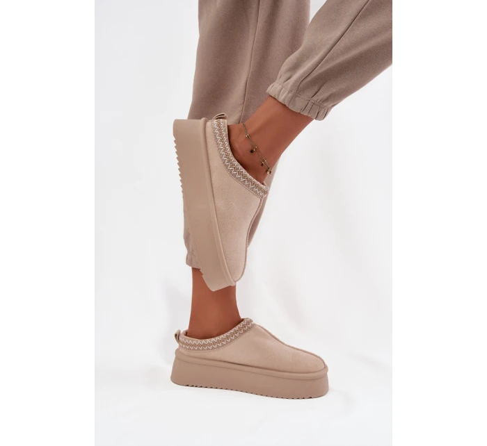 Dámské sněhule s výšivkou světle béžové model 21714839 - Boto