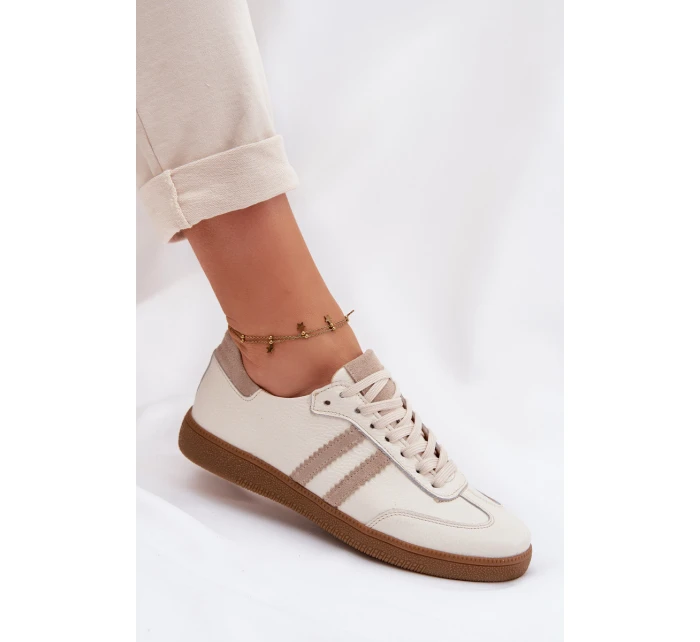 Zazoo N1068 Kožené Nízké Dámské Tenisky Béžové Zazoo N1068 Kožené Nízké Dámské Tenisky Béžové