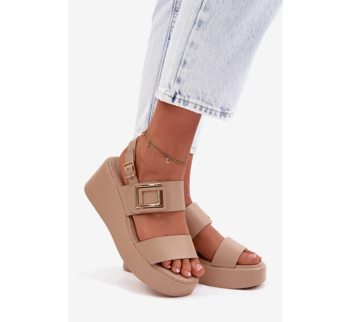 Dámské sandály na platformě s ozdobným detailem Béžové Nelira