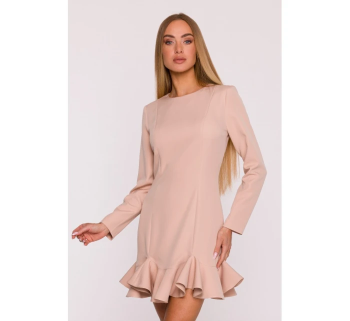 model 21296123 Šaty s volánkovým lemem béžové - Moe