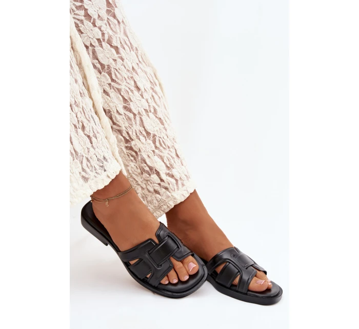 Dámské nazouváky na nízkém podpatku Černé Paris model 22010083 - Step in style Dámské nazouváky na nízkém podpatku Černé Paris model 22010083 - Step in style