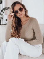 Dámský žebrovaný svetr béžový Dstreet model 21990957 - FashionStreet