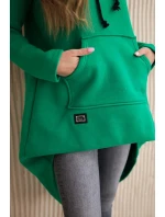 Zateplená mikina s dlouhými zády a kapucí zelená