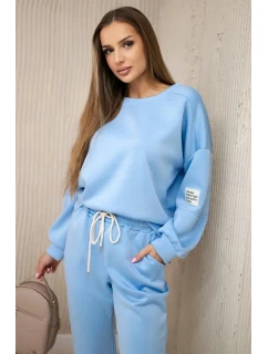 Súprava tepláky + nohavice maslová látka modrá
