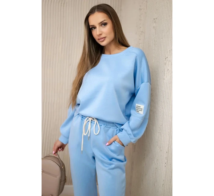 Súprava tepláky + nohavice maslová látka modrá