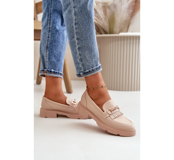 Dámské Mokasíny S Dekorací Eko Kůže Béžové model 21670524 - Boto