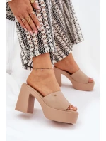Dámské Sandały Z Eko Kůže Na Podpatku A Platformě Khaki model 21688928 - Boto