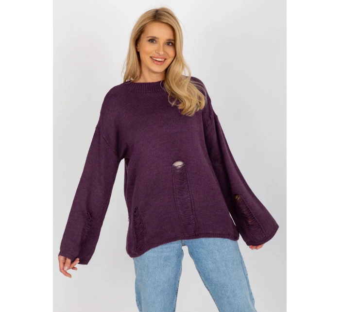 Dámsky sveter BA SW 8043 .03 tmavo fialová - FPrice Dámsky sveter BA SW 8043 .03 tmavo fialová - FPrice