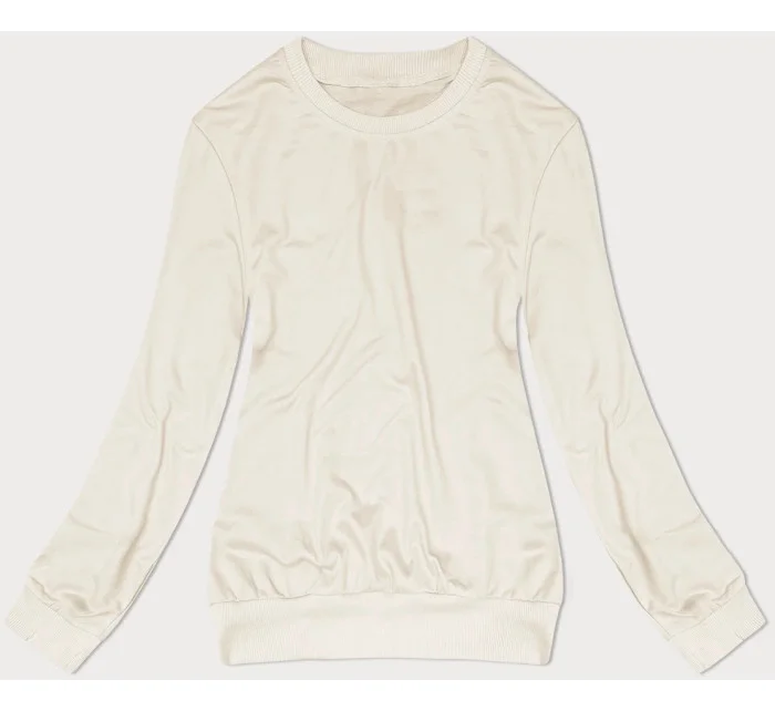 Dámska tenká mikina v ecru farbe so sťahovacím lemom (68W05-67+132) Dámska tenká mikina v ecru farbe so sťahovacím lemom (68W05-67+132)