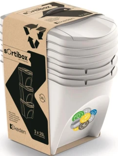 Odpadkové koše 25 L SORTIBOX SET 3 ks. popolovo šedá