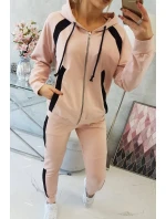 Športová sada s pruhmi tmavo púdrovo ružová