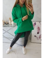 Zateplená mikina s dlouhými zády a kapucí zelená