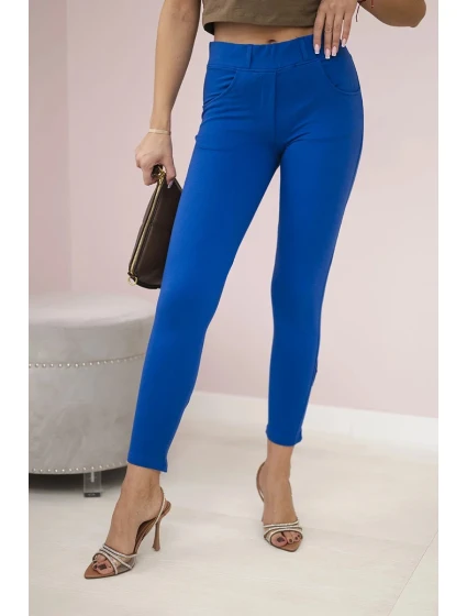 Bavlnené nohavice s mašľou v chrpovo modrej farbe