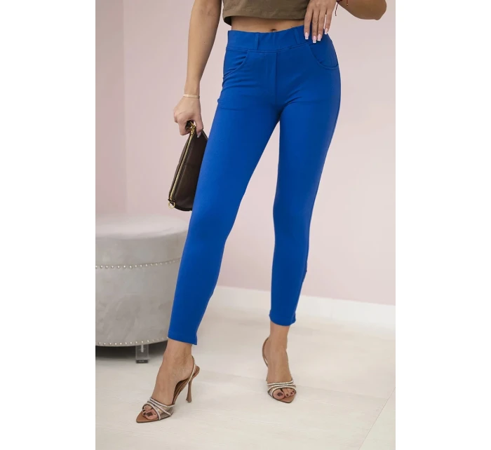 Bavlnené nohavice s mašľou v chrpovo modrej farbe