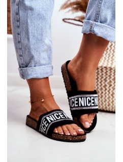 Klapki Na Korku Z Cyrkoniami Czarne Be Nice