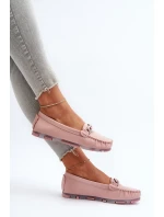 Dámské kožené mokasíny s ozdobou růžové model 21655767 - S.Barski