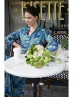 Dámske košeľové šaty s gombíkmi - model 2 B259 Tmavo modrá so zelenou - BeWear Dámske košeľové šaty s gombíkmi - model 2 B259 Tmavo modrá so zelenou - BeWear