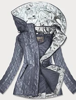 Šedá dámska bunda s ozdobnými vsadkami (MM50)