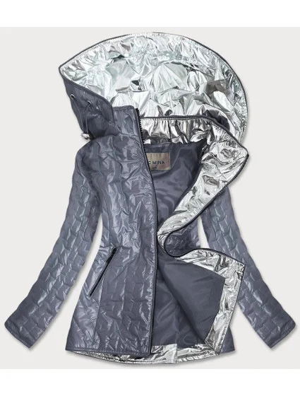 Šedá dámská bunda s ozdobnými vsadkami model 16148082 - FC MINA