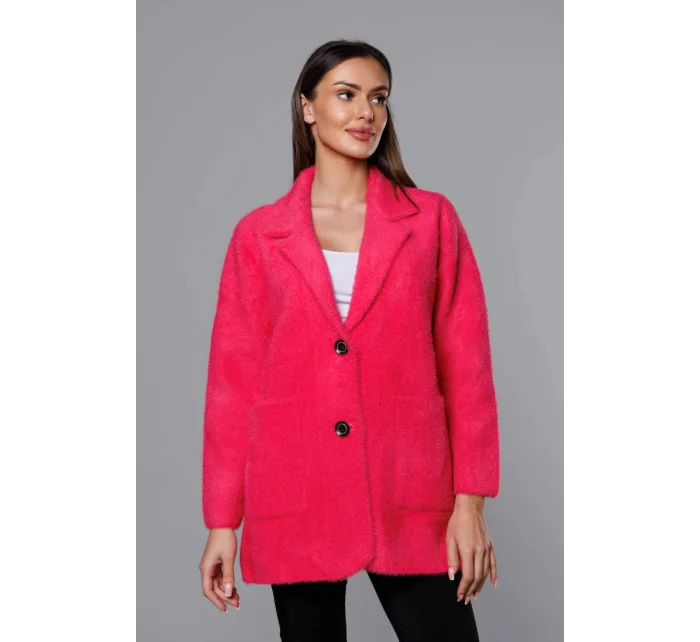 Krátký vlněný přehoz přes oblečení typu alpaka ve fuchsijové barvě model 18059149 - MADE IN ITALY Krátký vlněný přehoz přes oblečení typu alpaka ve fuchsijové barvě model 18059149 - MADE IN ITALY