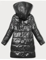 Čierno-béžová hrubšia obojstranná dámska zimná bunda (V767)