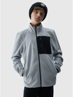 Chlapčenský bežný fleece so stojacím golierom - sivý 4F Junior