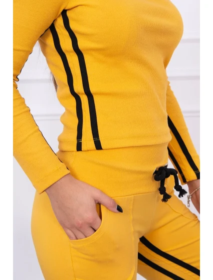 Súprava s dvojitými pruhmi horčicová + čierna Súprava s dvojitými pruhmi horčicová + čierna