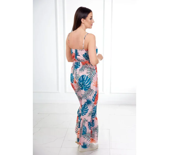 Šaty s motívom listov púdrovo ružovej Šaty s motívom listov púdrovo ružovej