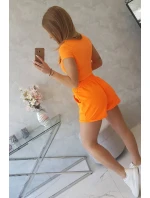Bavlnená súprava so šortkami oranžová neónová Bavlnená súprava so šortkami oranžová neónová