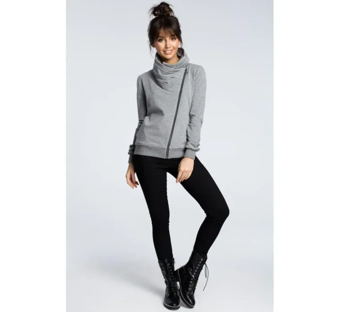B071 Mikina s kapucňou na zips - sivá