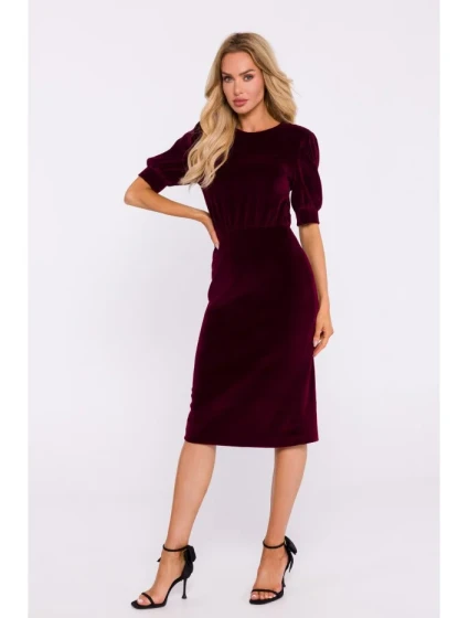 Sametové šaty bordó model 21874845 - Moe