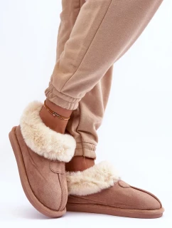 Béžové Lanoze dámské pantofle s kožíškem