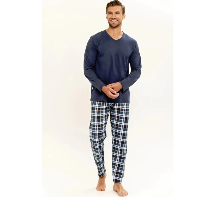 Pánské pyžamo  Tmavě modrá / světle modrá vzor  model 21229196 - Taro