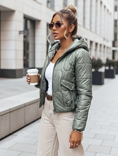 Dámská přechodná prošívaná bunda zelená Dstreet model 21970033 - FashionStreet