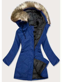 Tmavomodrá dámska zimná bunda s kapucňou (J9-065)