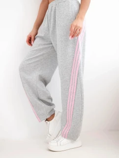 Dámske maslové viskózové nohavice s lampasom šedé