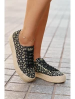 Wzorzyste Trampki Damskie Na Platformie Z Plecionką Lee Cooper LCW-25-08-3647L Czarne