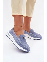 Dámské mokasíny z přírodního semiše modré model 22095022 - EVENTO