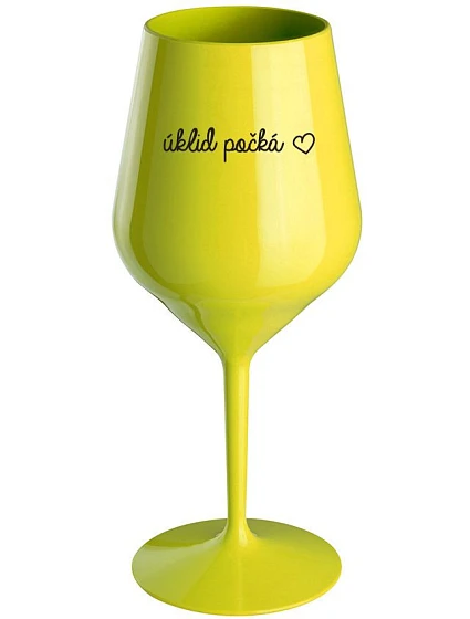 ÚKLID POČKÁ - žlutá nerozbitná sklenice na víno 470 ml
