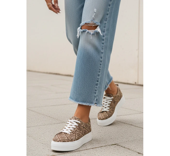 Dámske šnurovacie tenisky na hrubej podrážke hnedej farby FashionStreet ZY1380