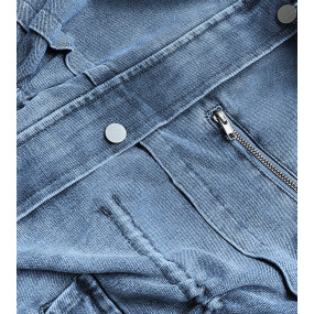 Svetlo modro/sivá dámska džínsová bunda s kožušinovou podšívkou (BR8048-5009)